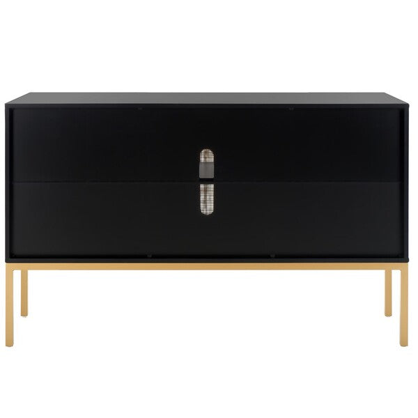 Safavieh Zadie 2 Shelf Rattan Sideboard, MED5010 - Black / Gold