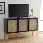 Safavieh Zadie 2 Shelf Rattan Sideboard, MED5010 - Black / Gold