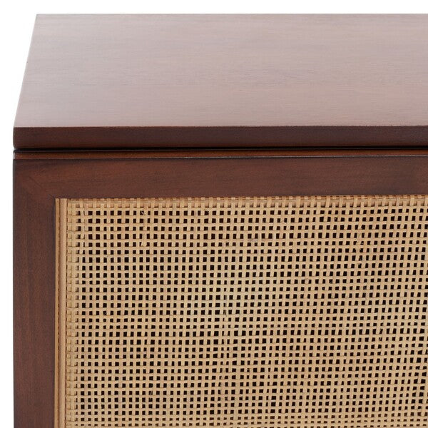 Safavieh Zadie 2 Drawer Rattan Nightstand, NST5007 - Walnut / Natural