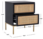 Safavieh Zadie 2 Drawer Rattan Nightstand, NST5007 - Black / Gold