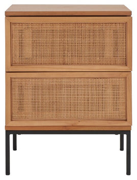 Safavieh Zadie 2 Drawer Rattan Nightstand, NST5007 - Natural / Black