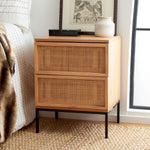 Safavieh Zadie 2 Drawer Rattan Nightstand, NST5007 - Natural / Black