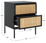 Safavieh Zadie 2 Drawer Rattan Nightstand, NST5007 - Black / Black