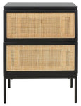 Safavieh Zadie 2 Drawer Rattan Nightstand, NST5007 - Black / Black