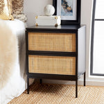 Safavieh Zadie 2 Drawer Rattan Nightstand, NST5007 - Black / Black