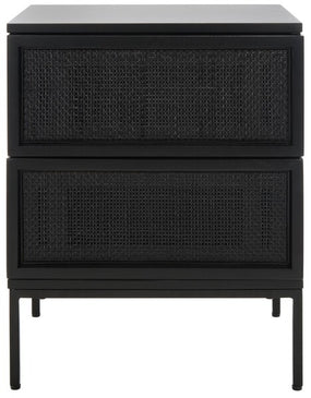 Safavieh Zadie 2 Drawer Rattan Nightstand, NST5007 - Black