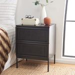 Safavieh Zadie 2 Drawer Rattan Nightstand, NST5007 - Black