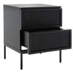 Safavieh Zadie 2 Drawer Rattan Nightstand, NST5007 - Black