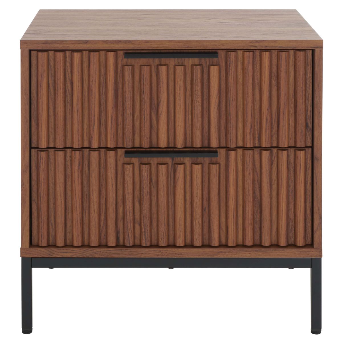 Safavieh Lylia 2 Drawer Nightstand, NST9605 - Walnut / Black