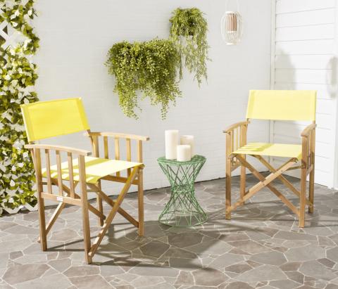 Safavieh Laguna Director Chair , PAT7004 - Natural / Yellow