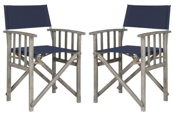 Safavieh Laguna Director Chair , PAT7004 - Grey Wash / Navy