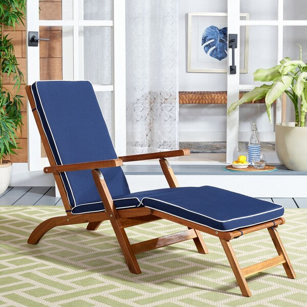 Safavieh Palmdale Lounge Chair, PAT7015 - Natural / Navy