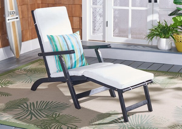 Safavieh Palmdale Lounge Chair, PAT7015 - Black / Beige Cushion