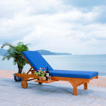 Safavieh Newport Chaise Lounge Chair With Side Table , PAT7022 -  - Natural / Blue