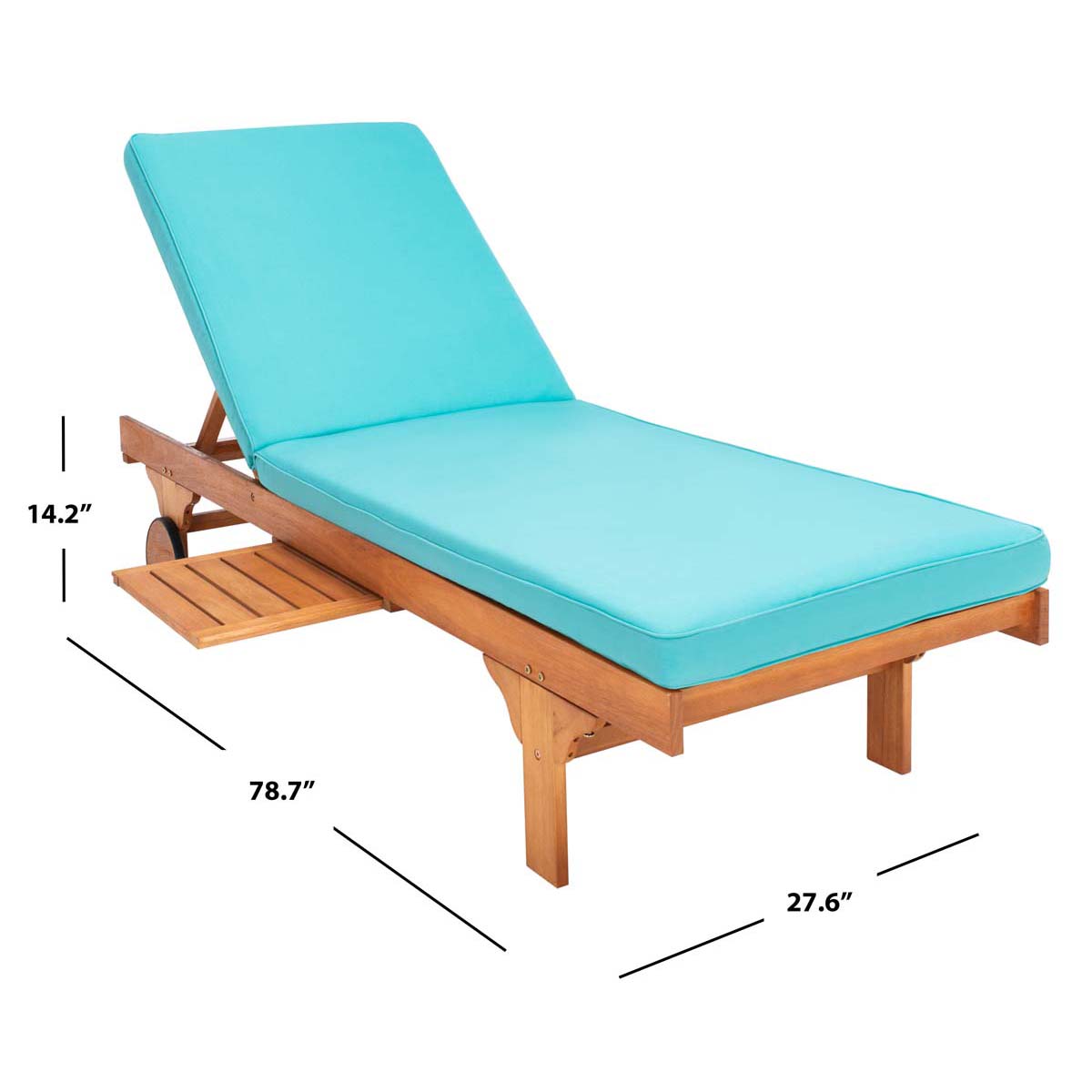 Safavieh Newport Chaise Lounge Chair With Side Table , PAT7022 - Natural / Aqua