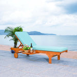 Safavieh Newport Chaise Lounge Chair With Side Table , PAT7022 - Natural / Aqua