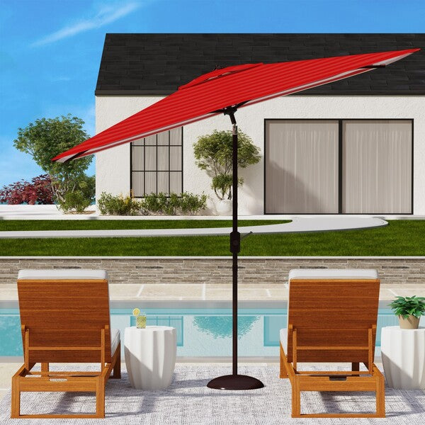 Safavieh Athens 6.5 X 10 Ft  Rect Crank Umbrella , PAT8307 - Red