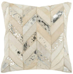 Safavieh Metallic Herringbone Cowhide Pillow Beige/Gold, PLS215 - Beige/Gold