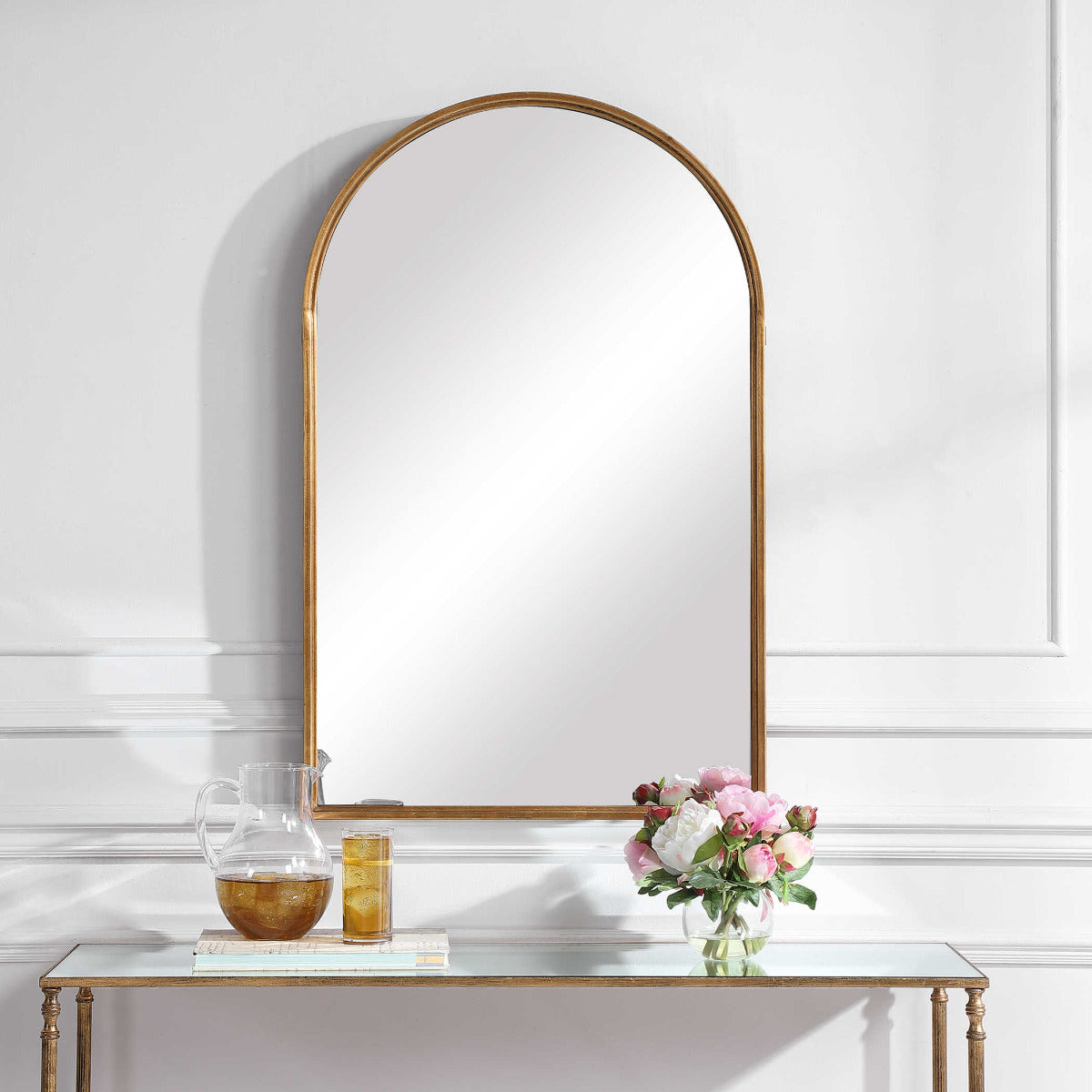 Home Decor Arch Mirror - Antiqued Gold Leaf