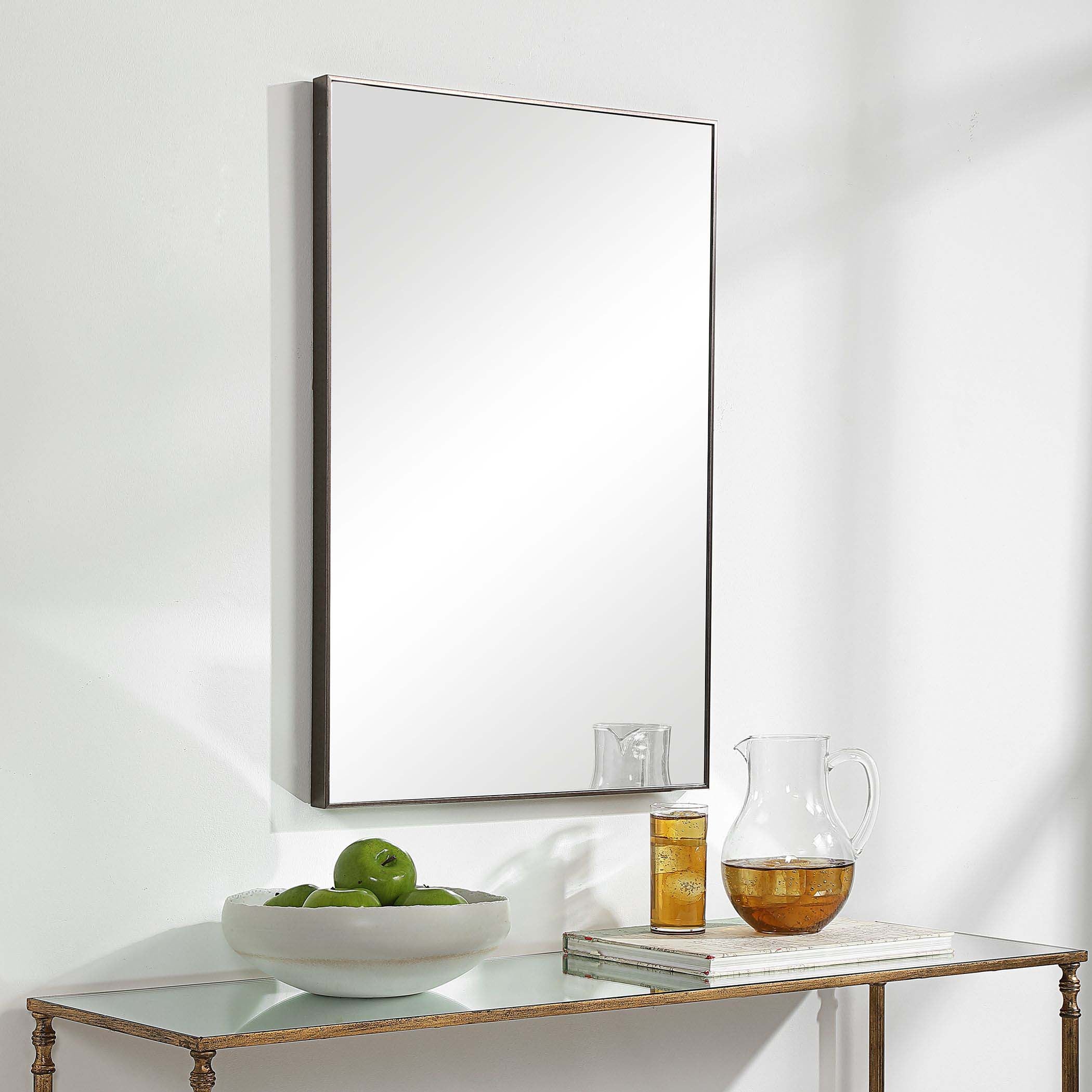 Home Decor Contemporary Thin Frame Mirror - Gunmetal