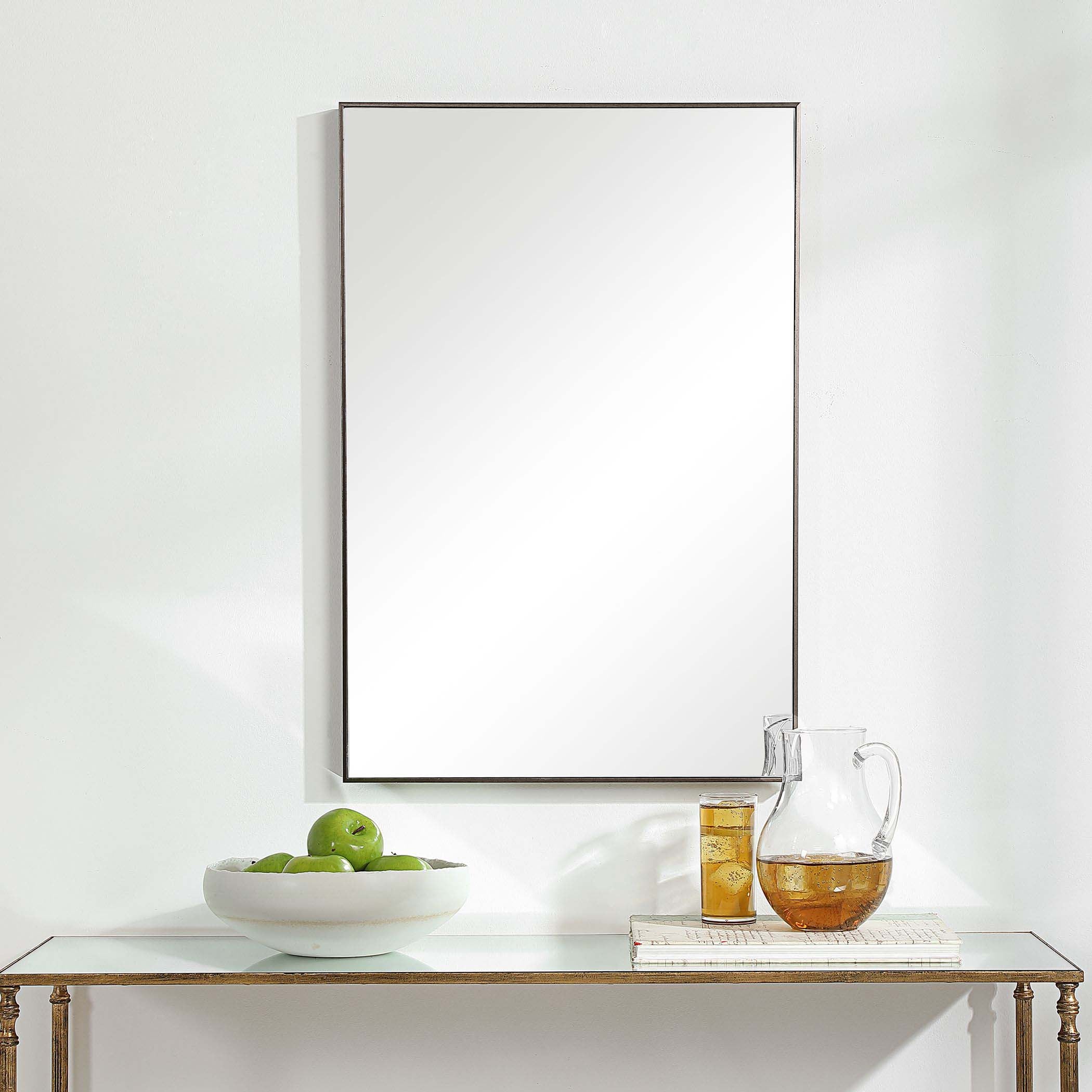 Home Decor Contemporary Thin Frame Mirror - Gunmetal