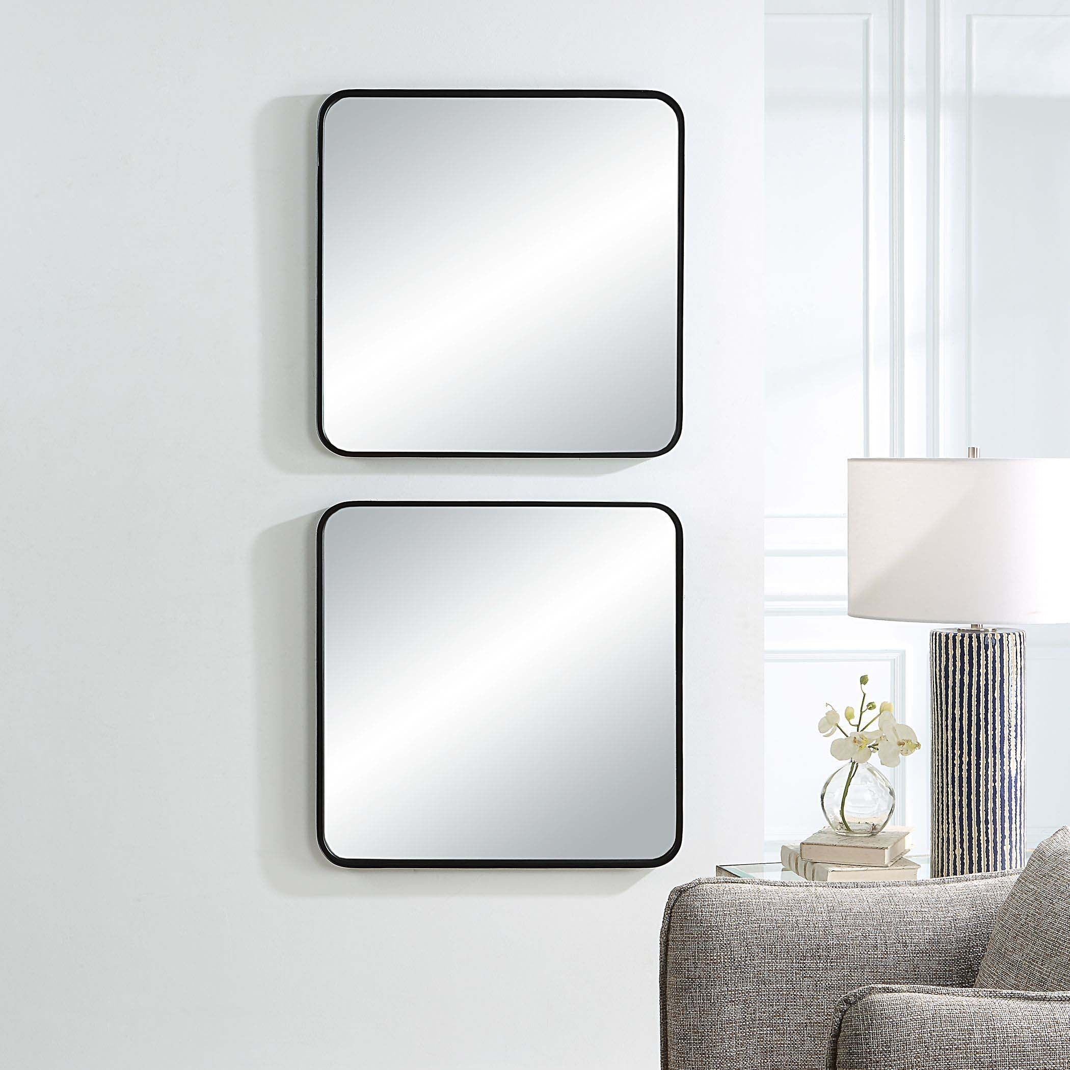 Home Decor Mirror Satin Black - Set Of 2