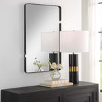 Rectangle Home Decor Matte Black and Gold Mirror