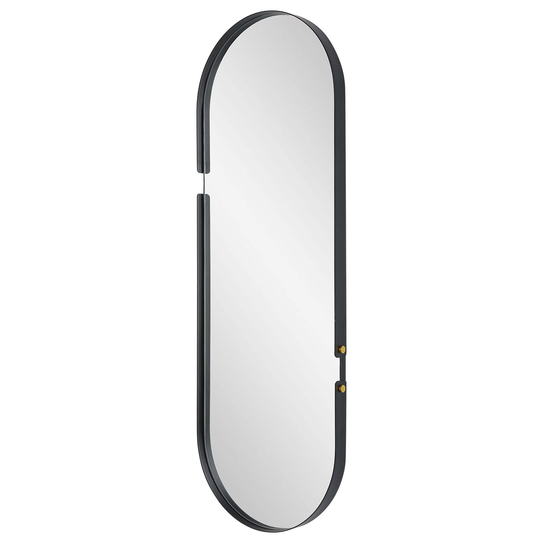 Oval Home Decor Matte Black and Gold Mirror