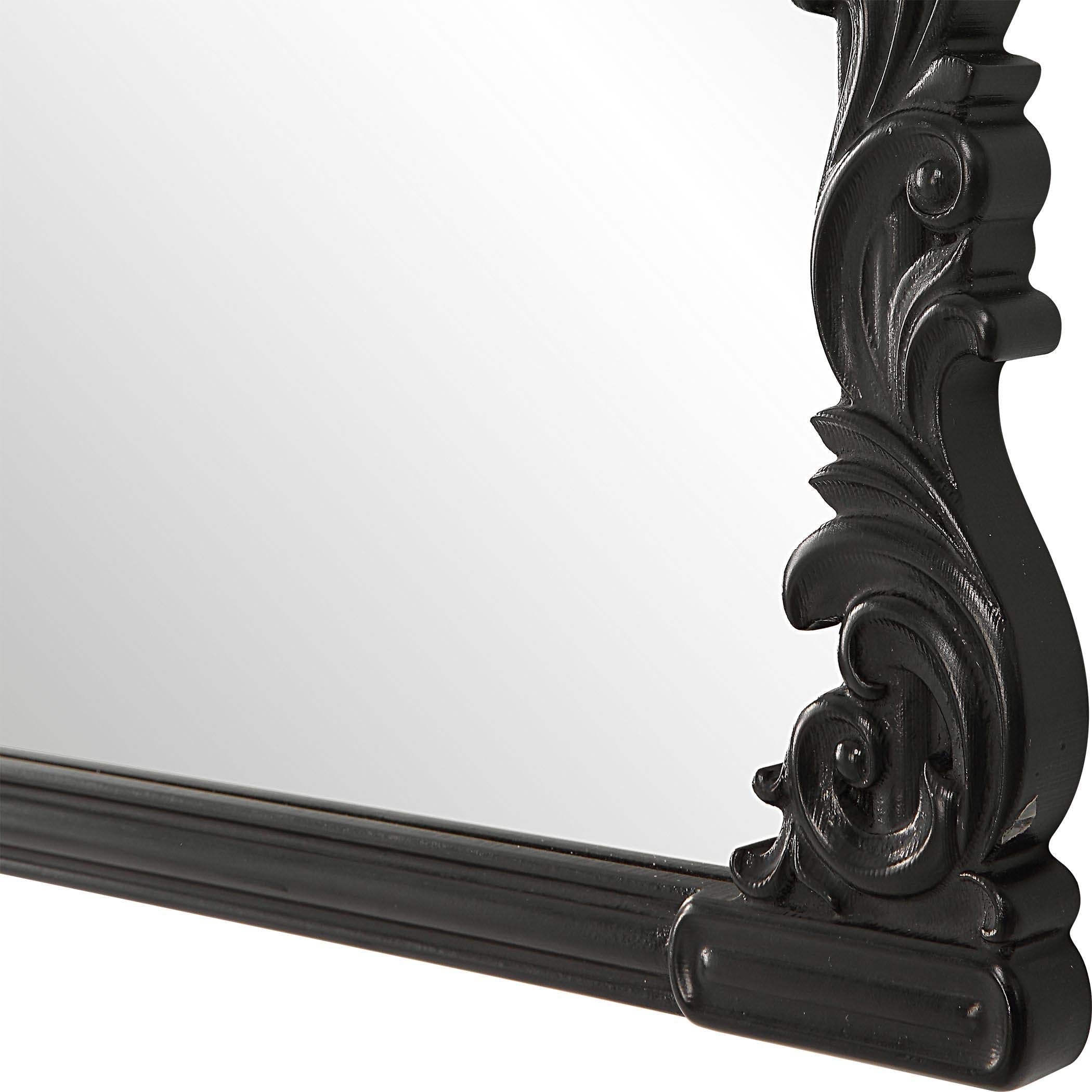 Satin Black Home Decor Mirror Gray Glaze Wide