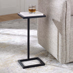 Home Decor Accent Table Satin Black White Top