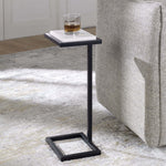 Home Decor Accent Table Satin Black White Top