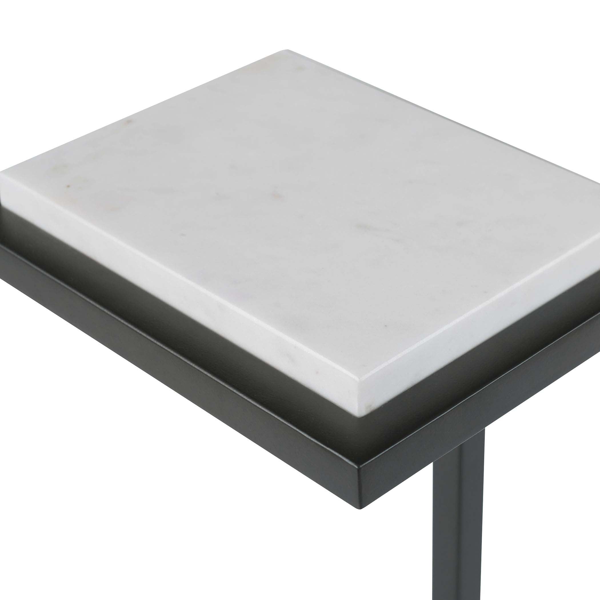 Home Decor Accent Table Satin Black White Top