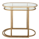 Home Decor Burshed Brass Accent Table - S/2