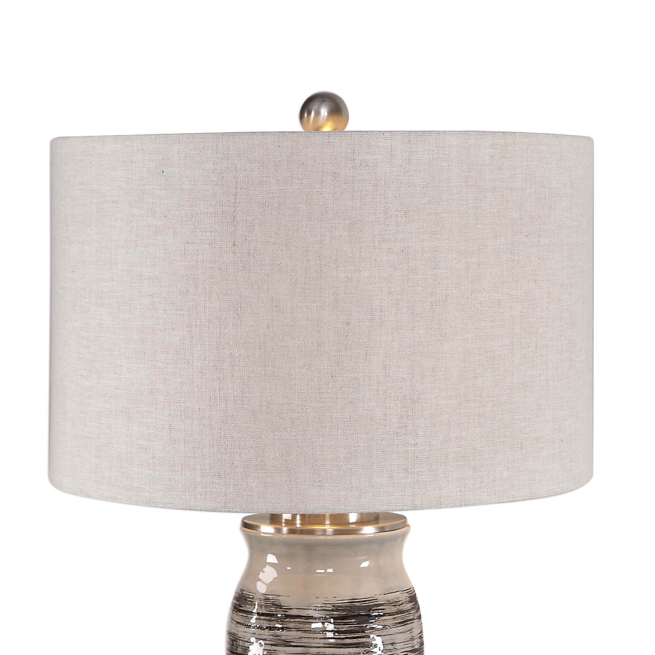 Home Decor Ceramic Table Lamp - Dark Gray, Cream And Espresso