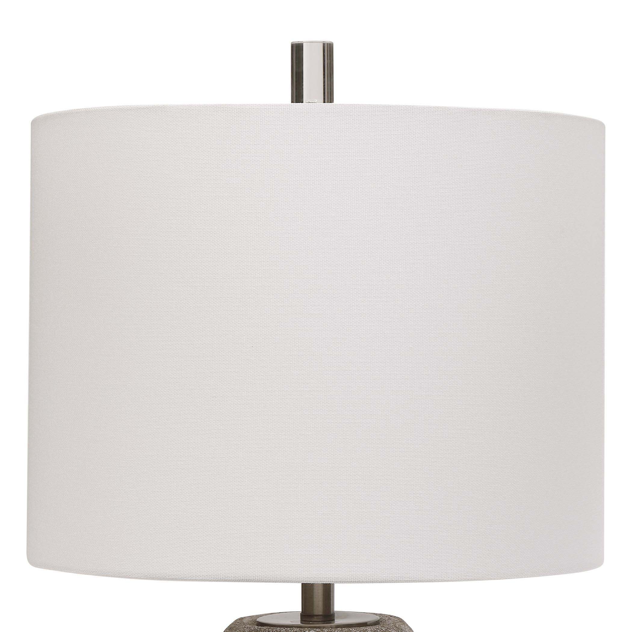 Home Decor Ceramic Table Lamp - Metallic Stone Gray With Silver Highlights