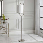 Home Decor Oval Metal Strap Base Floor Lamp- Polished Nickel