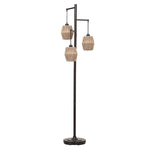 Home Decor Oil Rubbed Bronze Finish With Gold Highlights Floor Lamp - Three Drum Shaped Shades