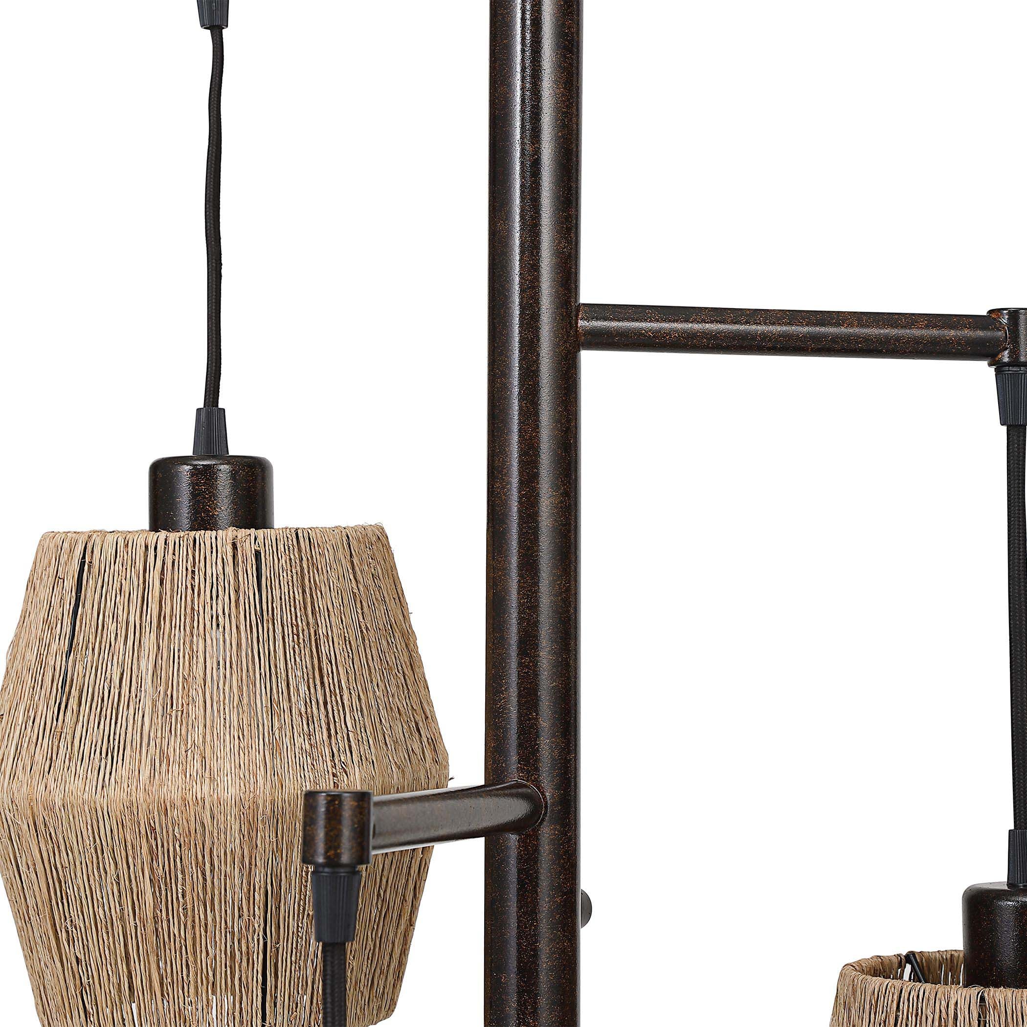 Home Decor Oil Rubbed Bronze Finish With Gold Highlights Floor Lamp - Three Drum Shaped Shades