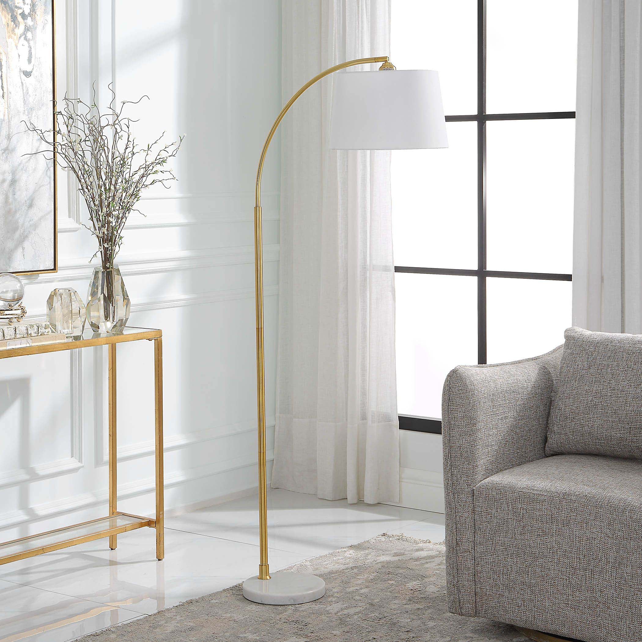 Gold Home Decor Floor Lamp White Marble