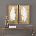 Uttermost White Feathers Gold Shadow Box S/2