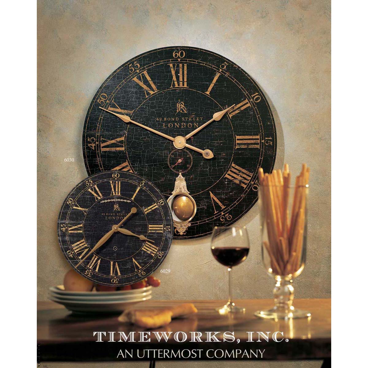 Uttermost Bond Street 18" Black Wall Clock