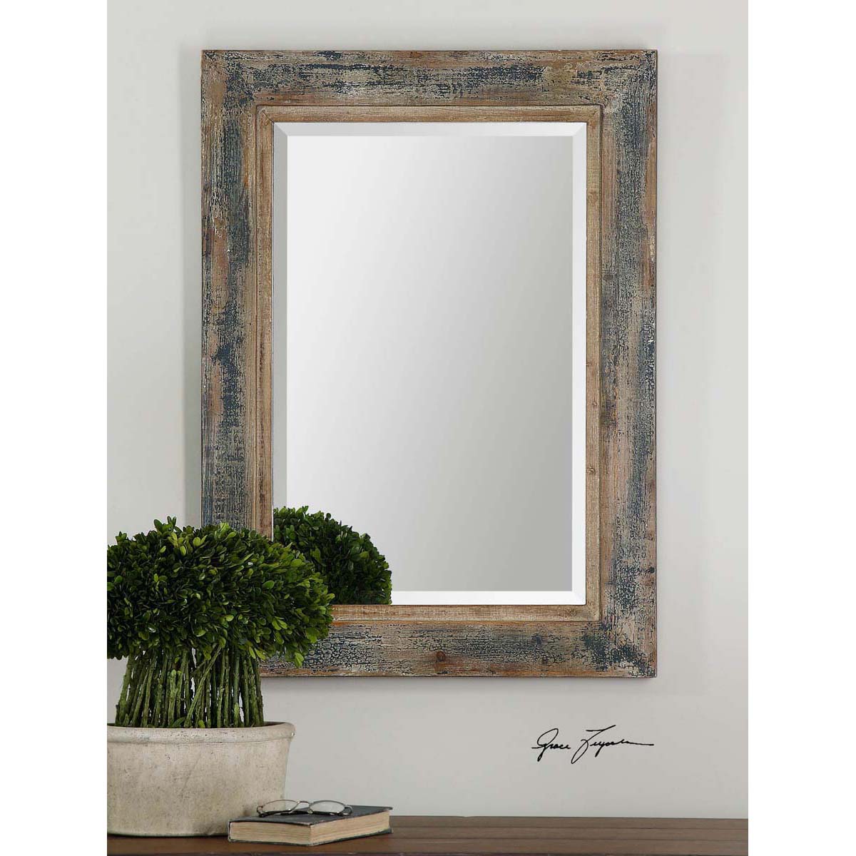 Uttermost Bozeman Distressed Blue Mirror