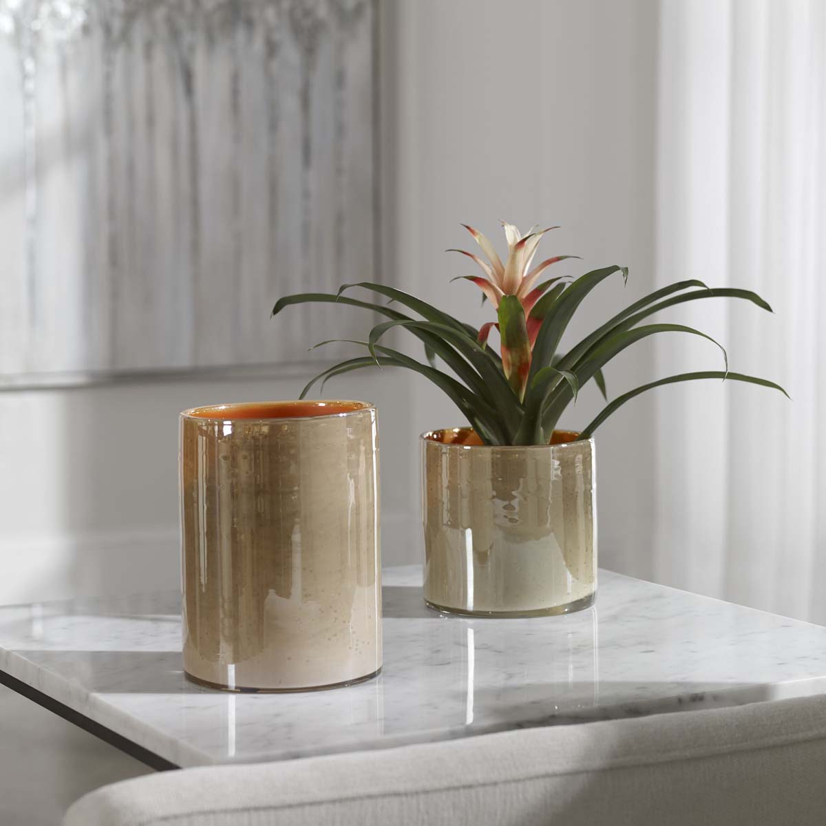 Uttermost Tangelo Beige Orange Vases, S/2