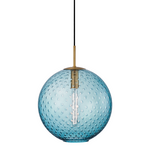 Hudson Valley Lighting Rousseau 14.25 1 Light Pendant Aged Brass - Blue