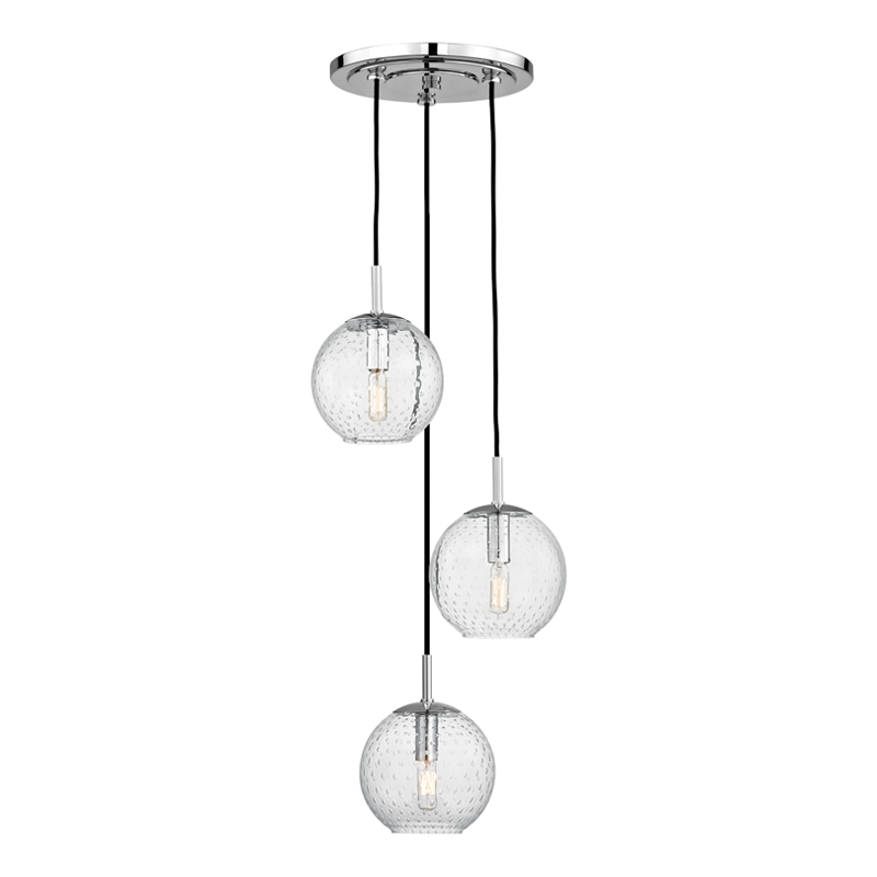 Hudson Valley Lighting Rousseau 3 Light Pendant With Clear Glass - Polished Chrome