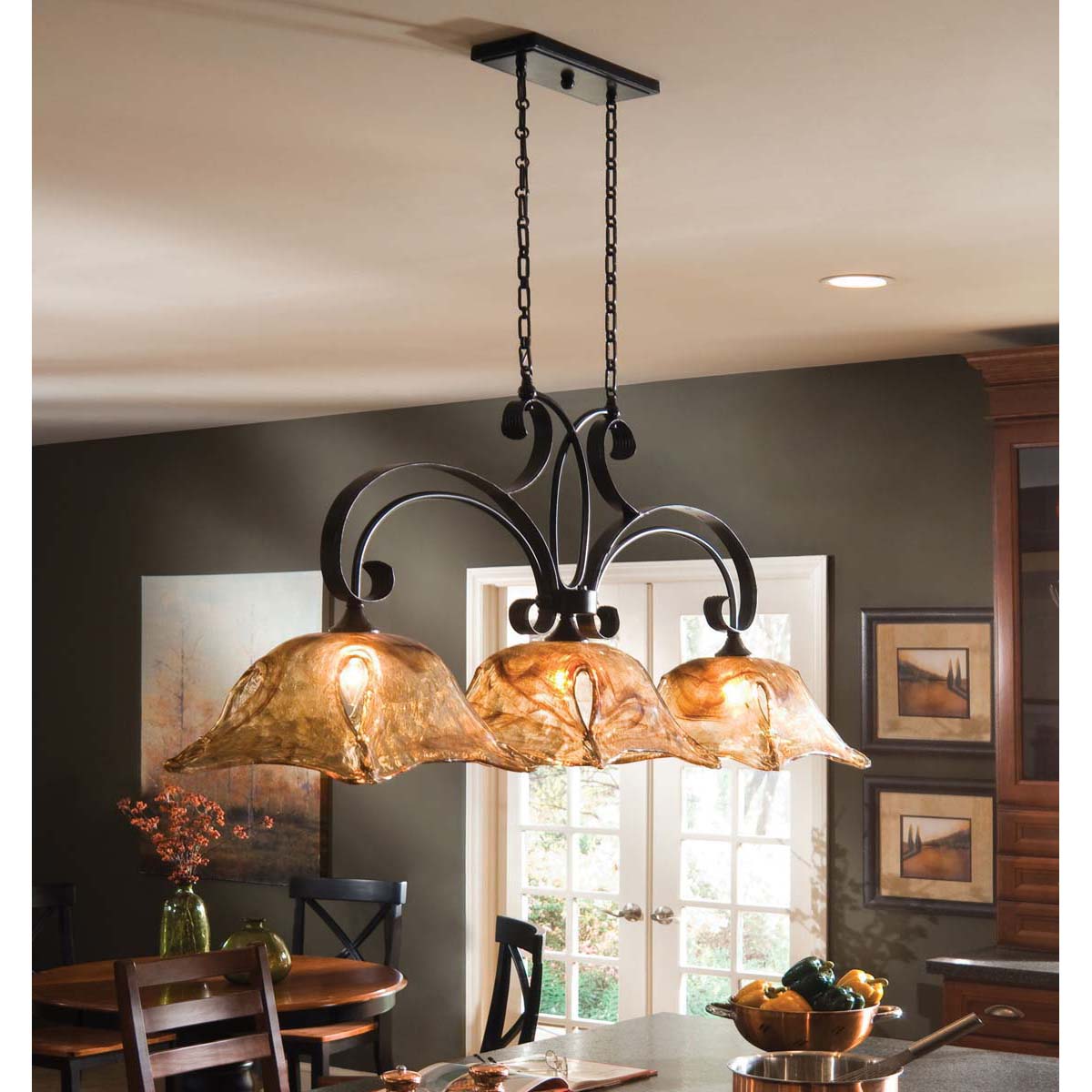 Uttermost Vetraio 3 Lt Bronze Kitchen Island Light