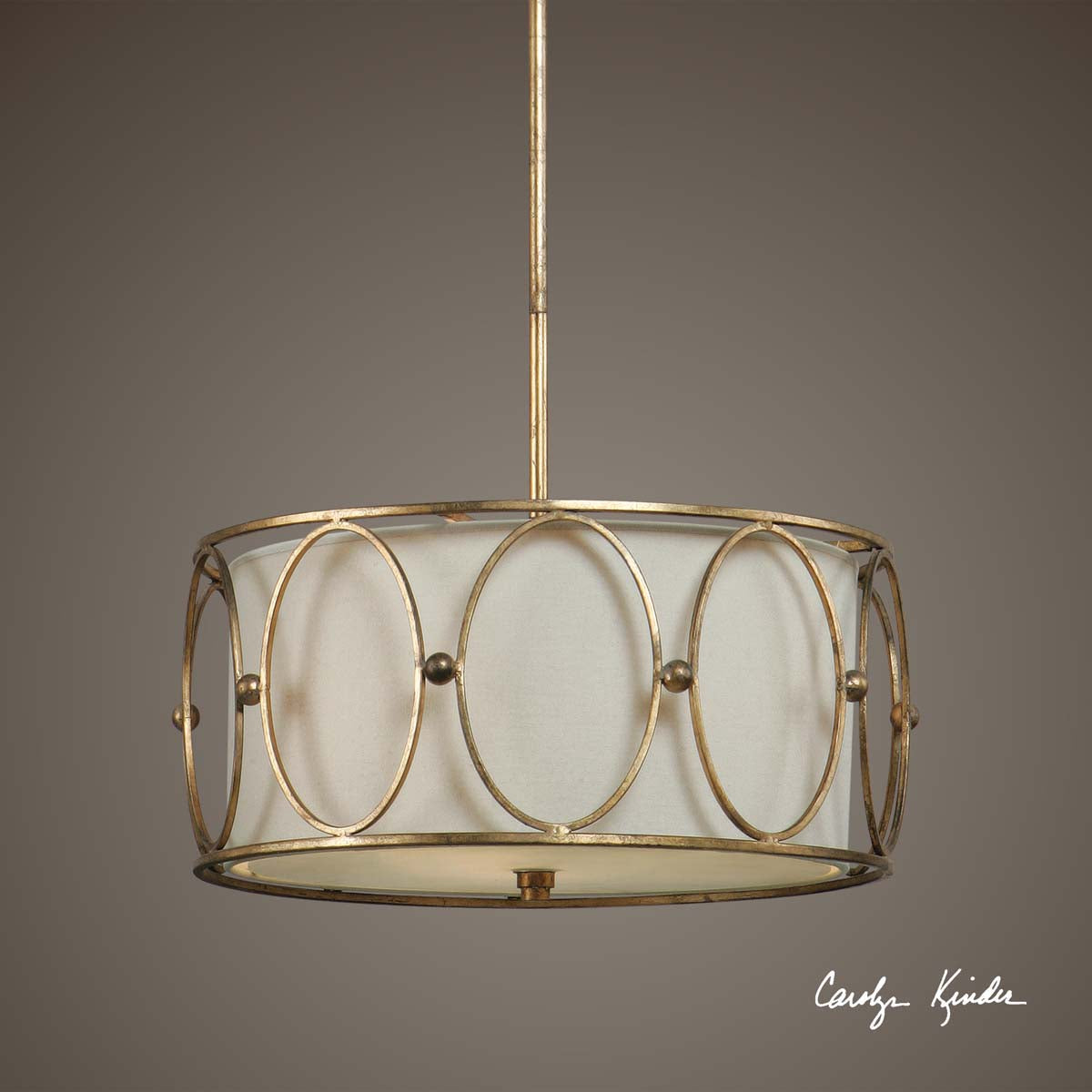 Uttermost Ovala 3 Light Gold Drum Pendant