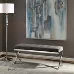 Uttermost Bijou Gray Fabric Bench