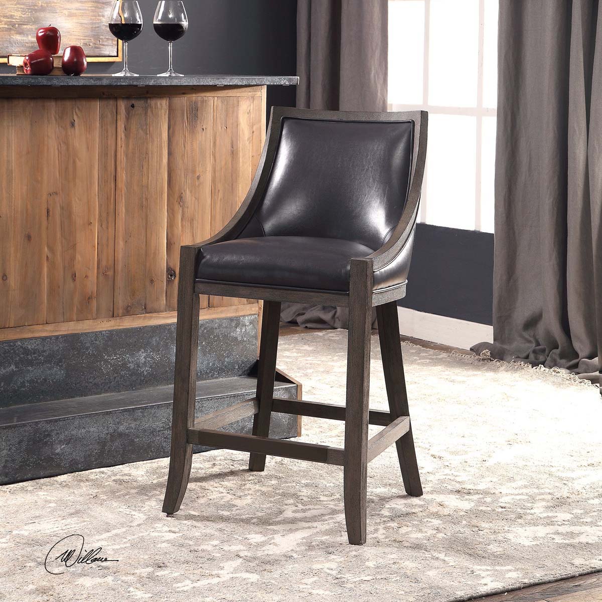 Uttermost Elowen Leather Counter Stool