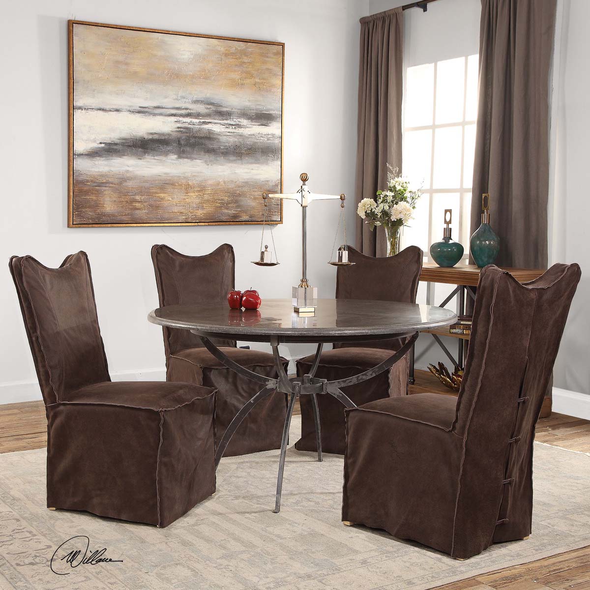 Uttermost Delroy Armless Chairs, Chocolate, Set Of 2